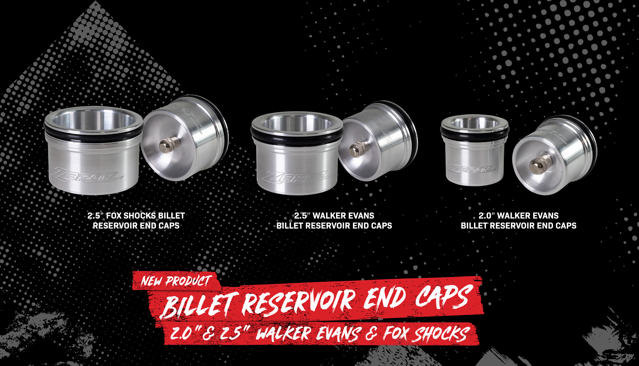 ZBROZ Billet UTV Reservoir End Caps for Fox Shocks and Walker Evans Shocks